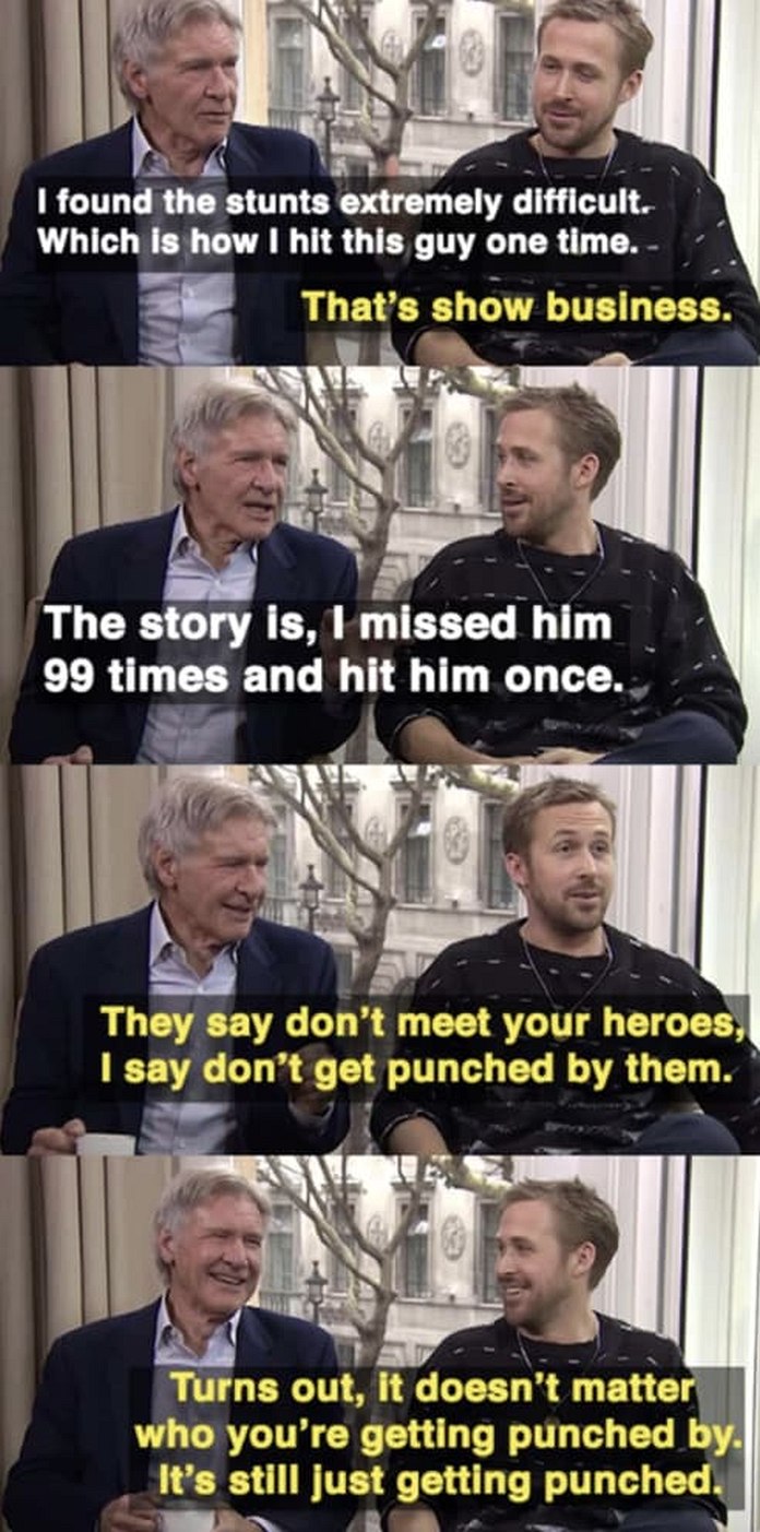 Ryan Gosling Was A Good Sport After Harrison Ford Punched Him